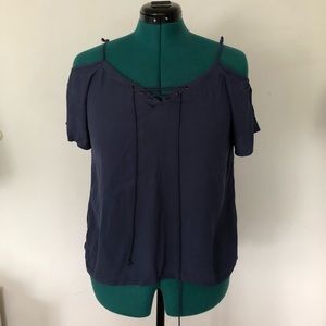 Dark blue cold-shoulder top